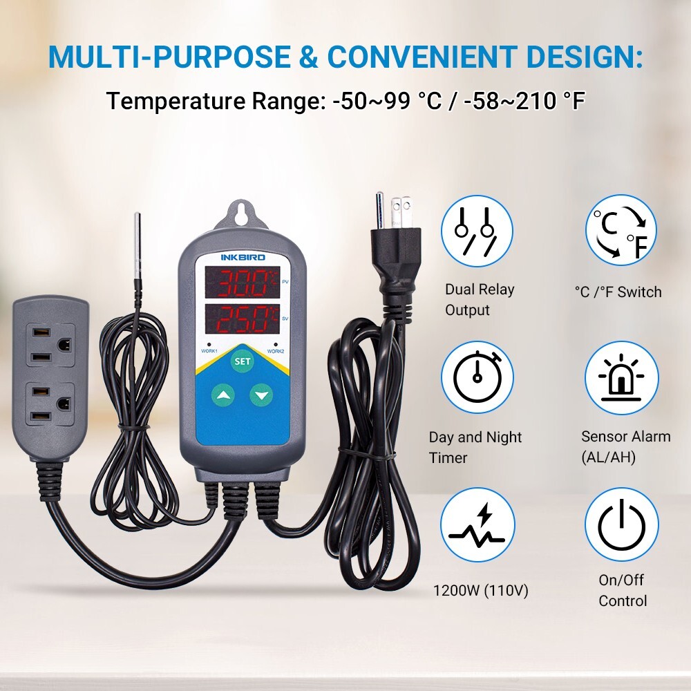 Inkbird Thermostats ITC-306T Controller Temperature Control Day Night Heating US gallery
