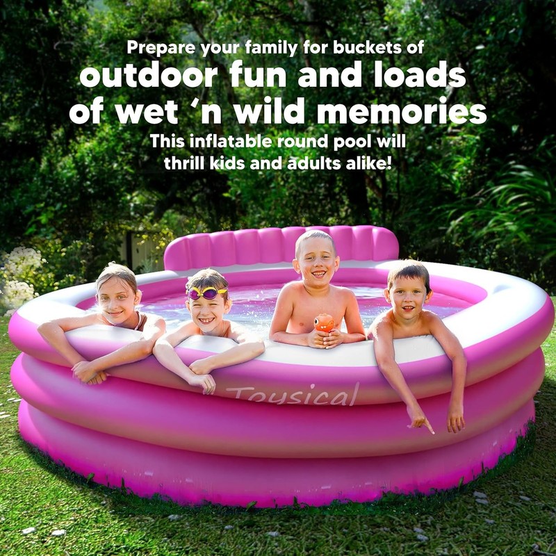 Round Lounge Inflatable Pool with Seats and Backrest for Kids, Family and Adults gallery