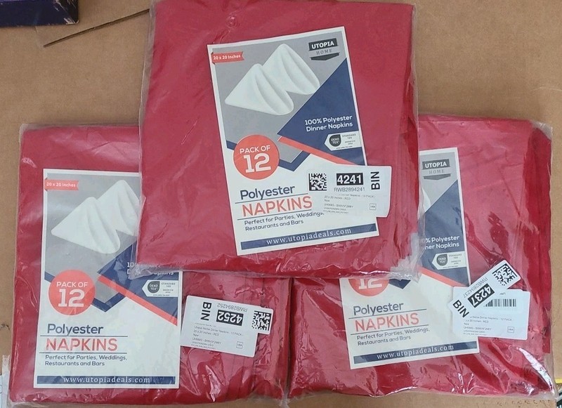 Red Polyester Napkins 20"x20" Solid Color Red - Lot of 36 gallery