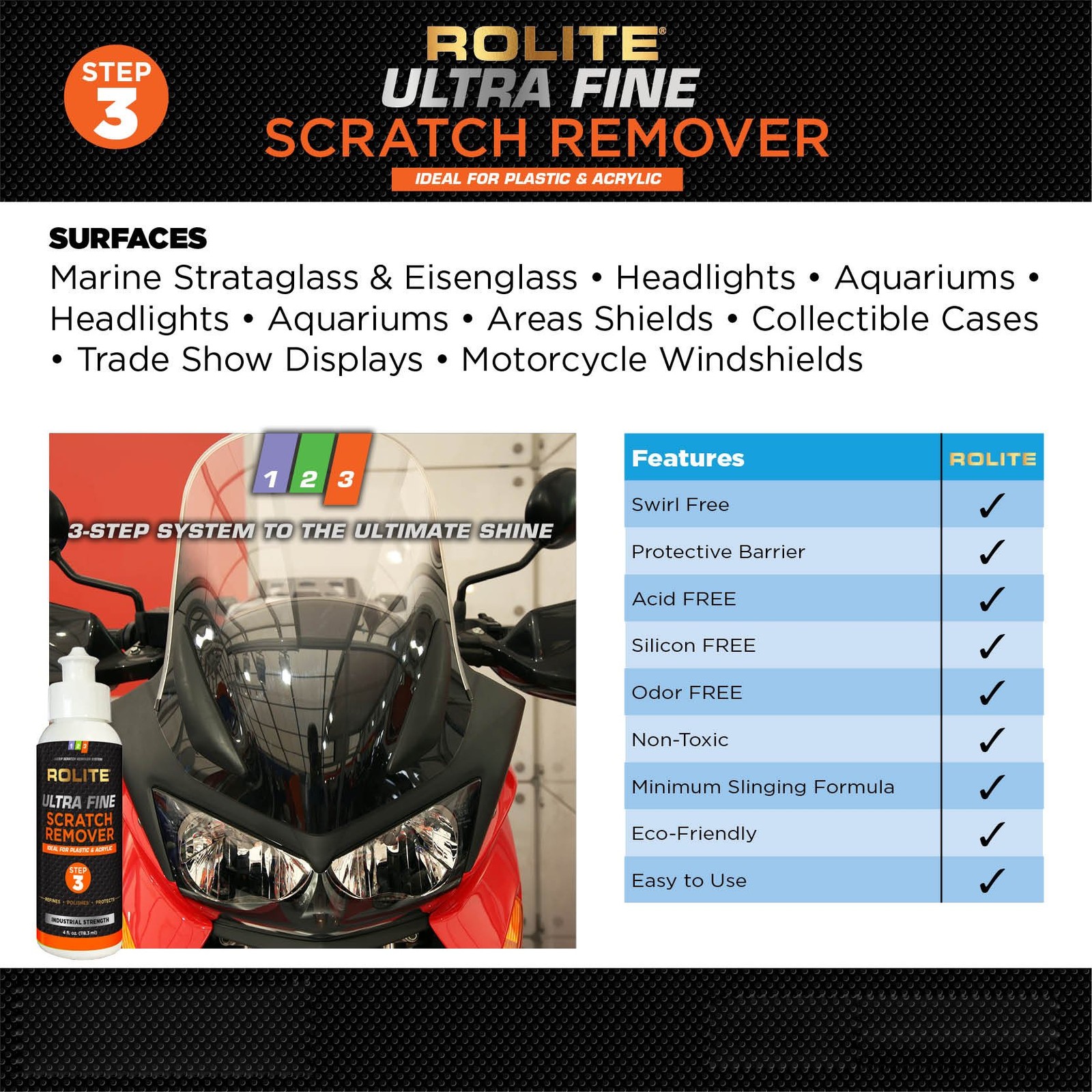 Ultra Fine Scratch Remover for Plastic & Acrylic Surfaces Including Marine Strat gallery
