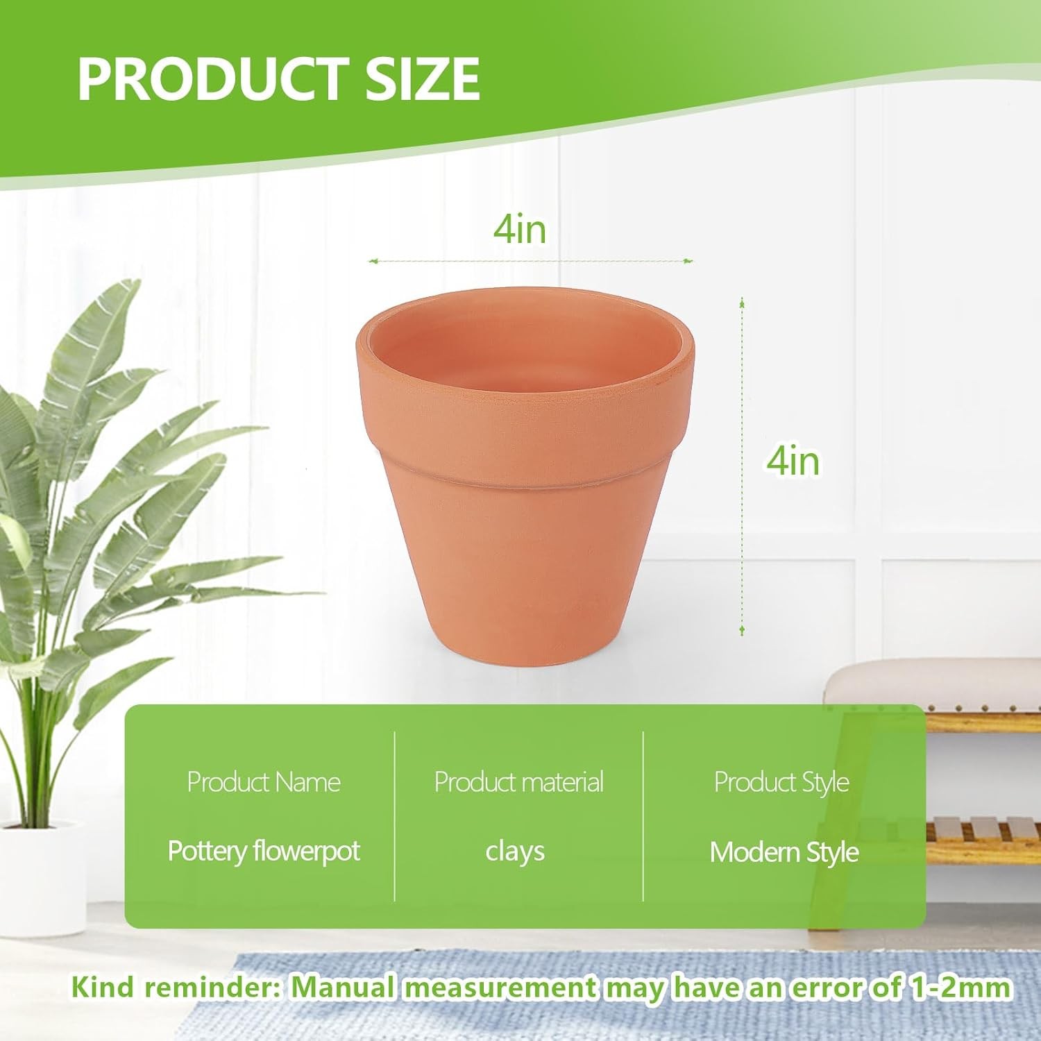24 Pack 4 Inches Terracotta Plant Pots, Terra Cotta Planter with Drainage Holes, gallery