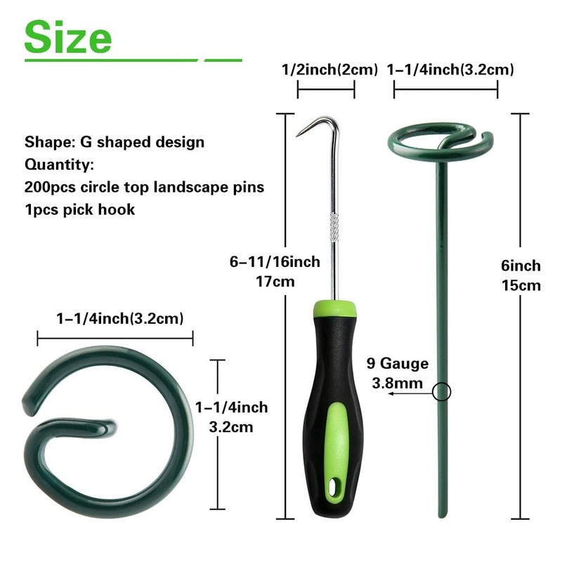 Bakulyor 200Pcs Circle Top Landscape Staples 6 Inch Green Artificial Turf gallery