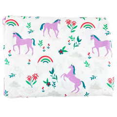 Pillowfort Target Full Flat Sheet Unicorn Rainbow White Purple Green EUC 81×96″