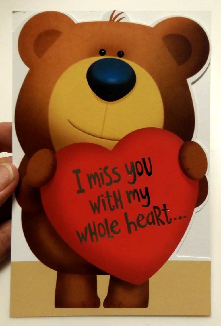 3 Cards American Greetings Valentine's Day I Miss You With My Whole Heart Teddy gallery