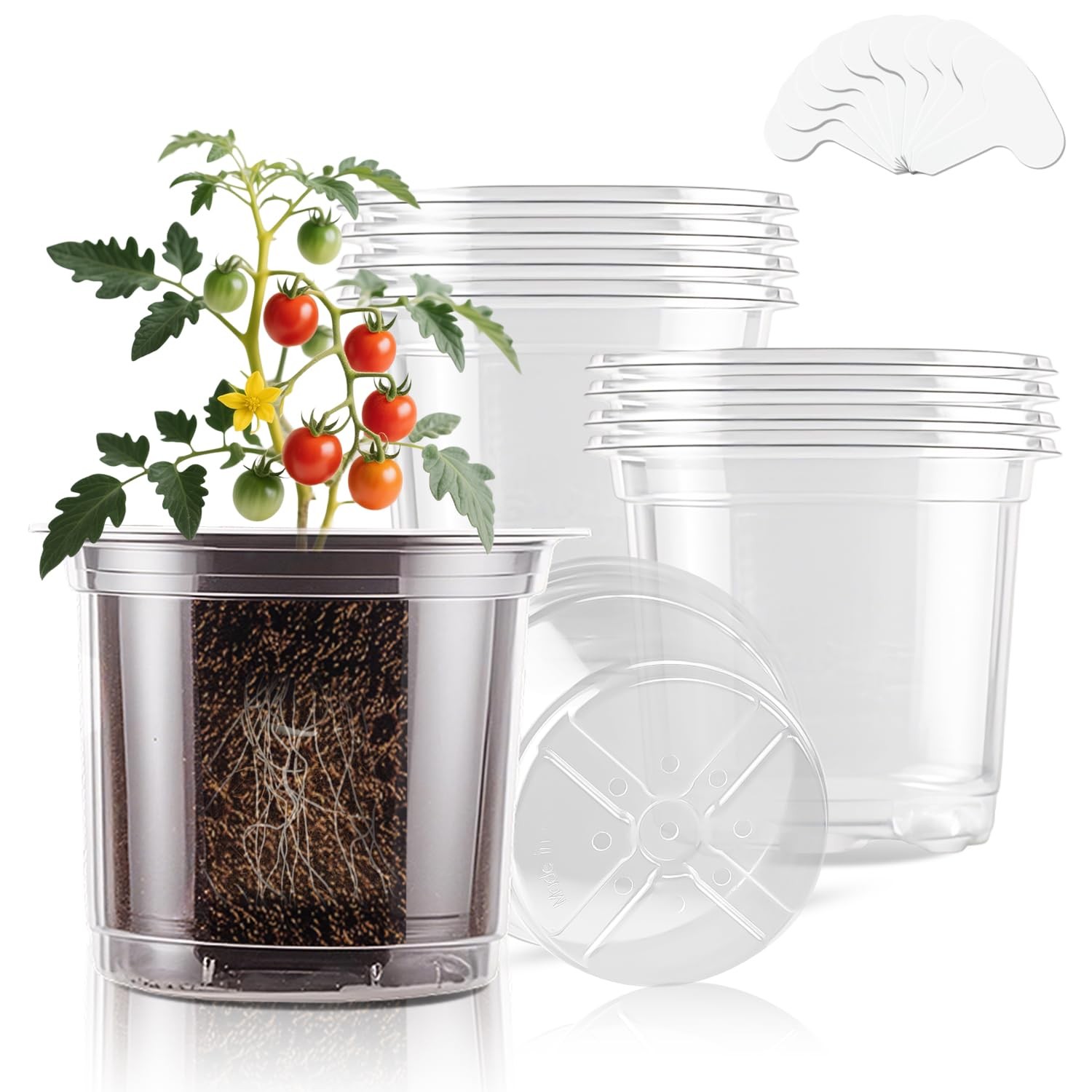 8 Pack 5 Inch Plant Flower Nursery Pots with Drainage Holes,Plastic Seed Starter gallery