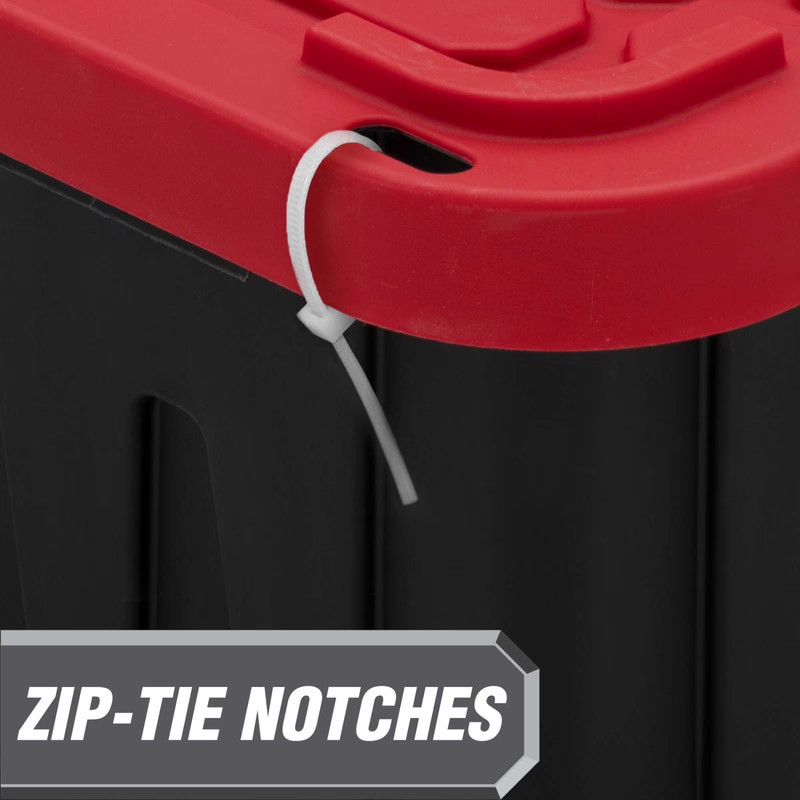 Hyper Tough 4 Pack 27 Gallon Storage Bin Snap Lid Heavy Duty Black Red gallery
