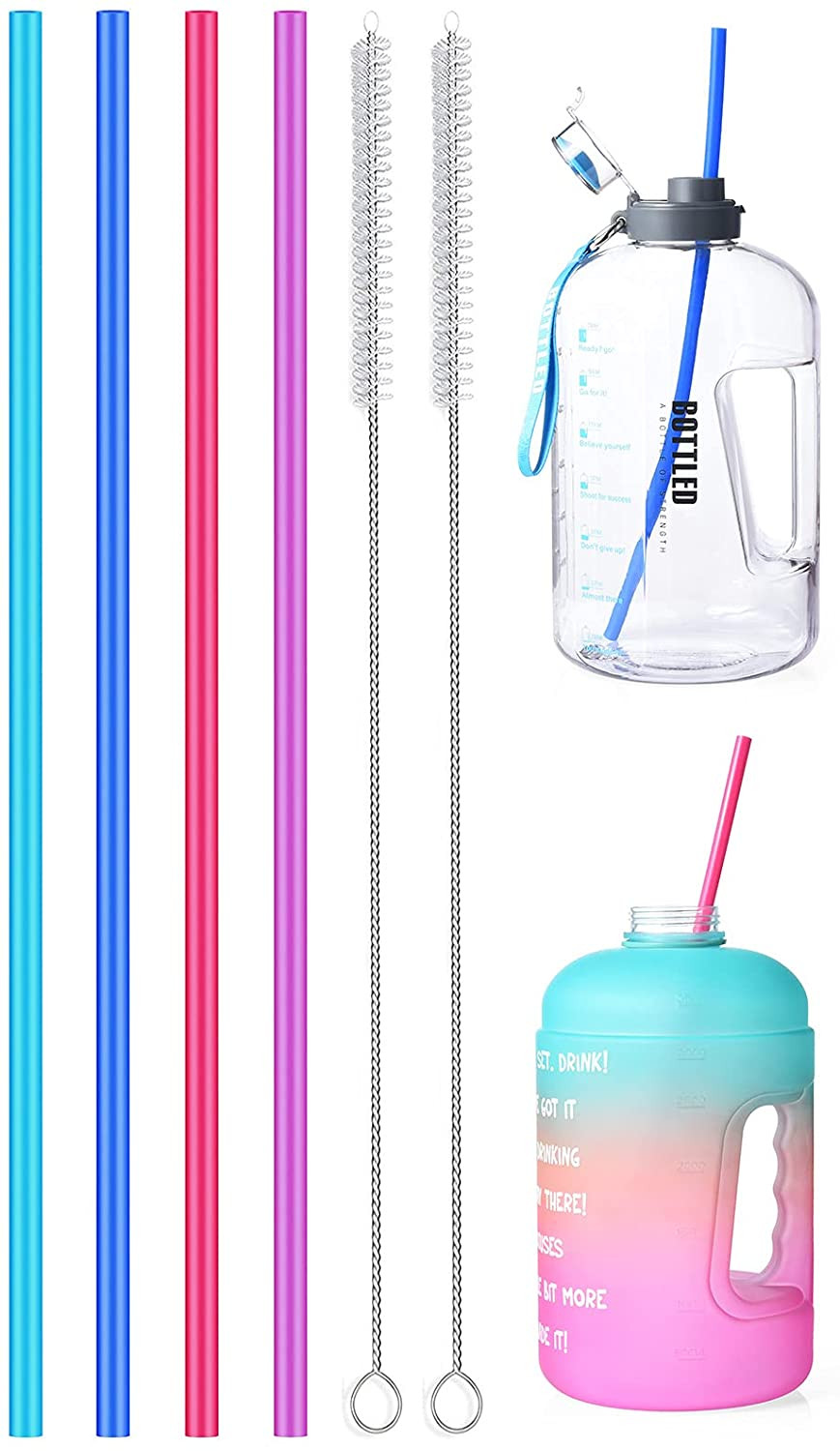 ALINK 15 Inch Extra Long Reusable Silicone Straws 4-Pack Flexible Straws for 40 gallery