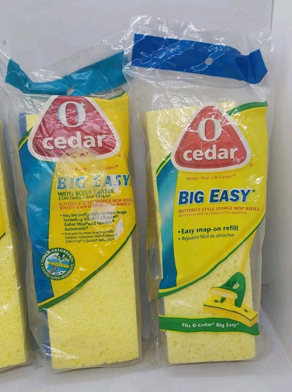 O Cedar Big Easy Flat Sponge Mop Refill Super Absorbent Butterfly Style Lot Of 3 gallery