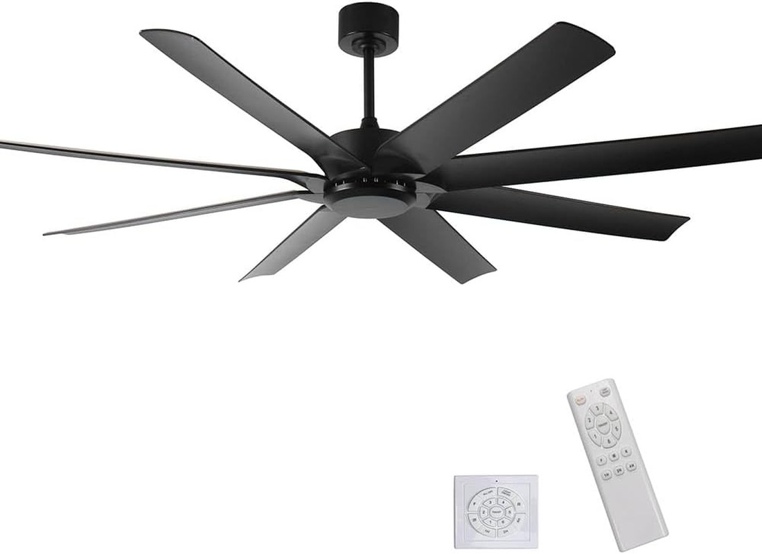 72" Industrial Ceiling Fan, 8 Blades, Remote Control, Quiet Reversible DC Motor gallery