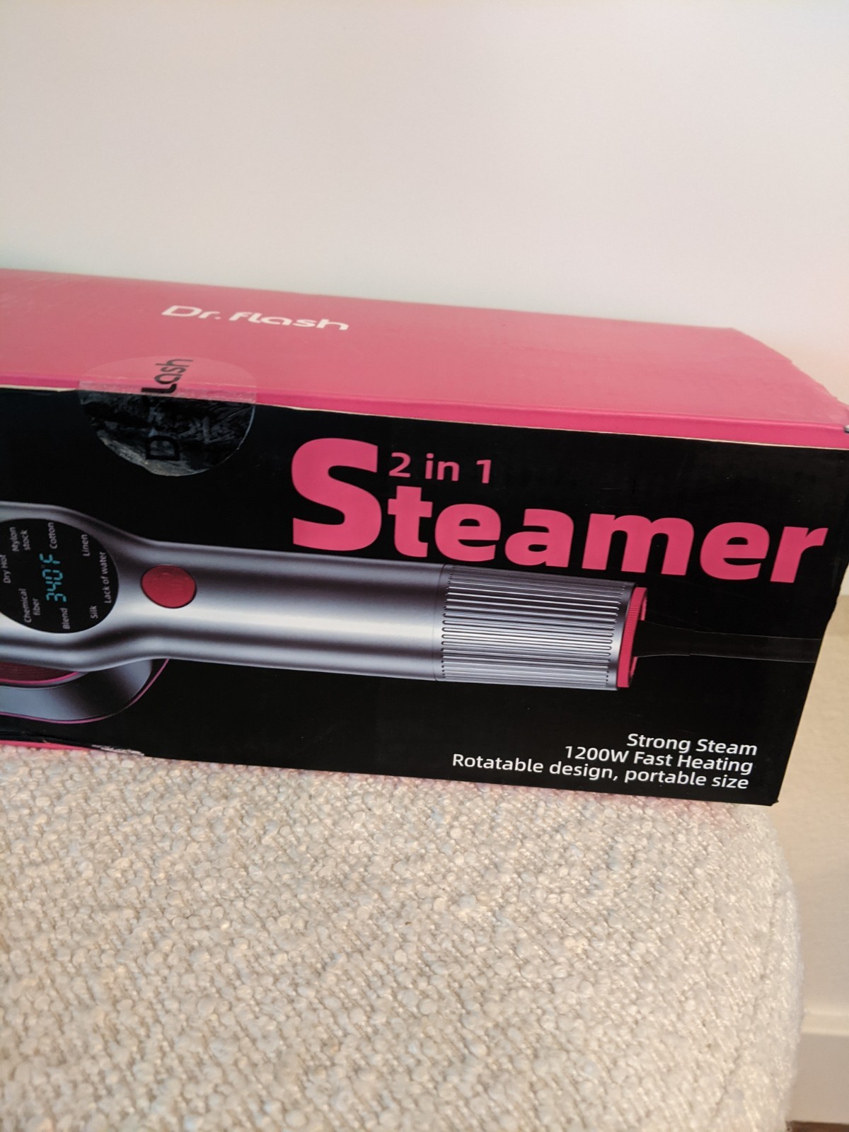 Dr.flash Steamer 1200W Strong Steam Fast Heating Rotatable Silver Pink gallery