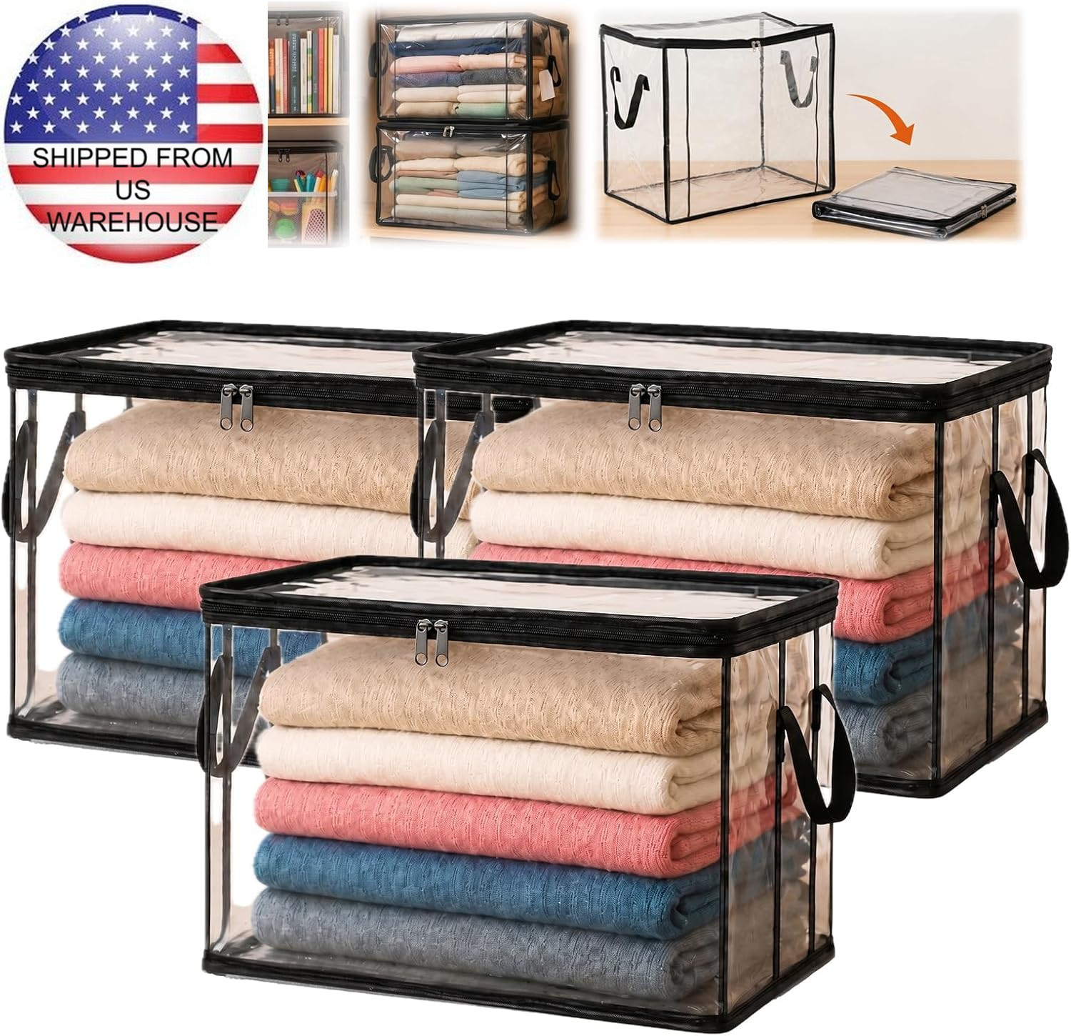 Extra Large Clear Pvc Storage Bags with Zipper Handles Heavy Duty FREE SHIPPING gallery