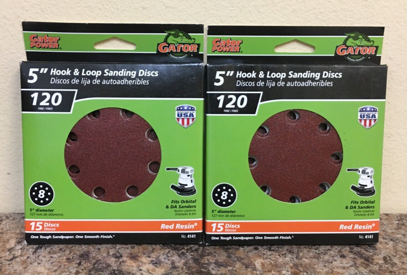 Gator 4141 5 in. Hook & Loop Sanding Discs 120 Grit Fine 2 Pks of 15 Pcs. gallery
