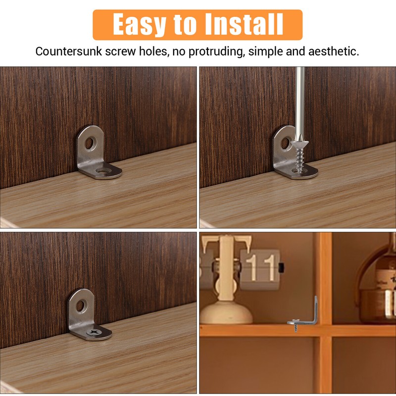 LOT Black L Bracket Corner Brace Sets Stainless Steel Home 90 Degree Right Angle gallery