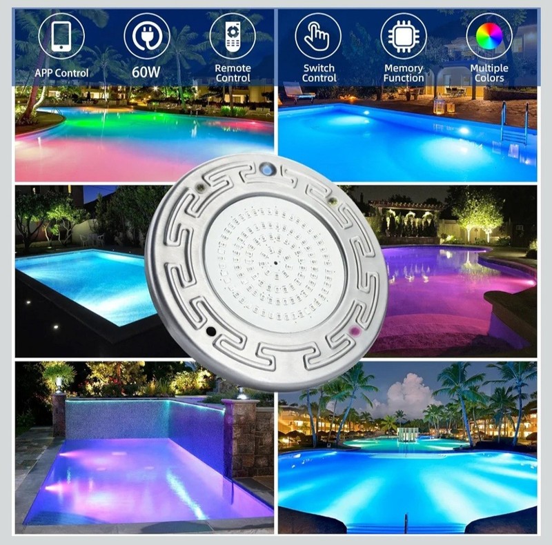 Pool Light for Inground Pool 20W 6 Inch LED Inground Pool Light with Remote 50ft gallery