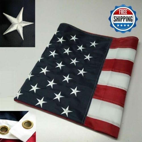 2 - 3' x 5' FT Embroidered U.S.A. American Flag with Brass Grommets - TWO PACK gallery