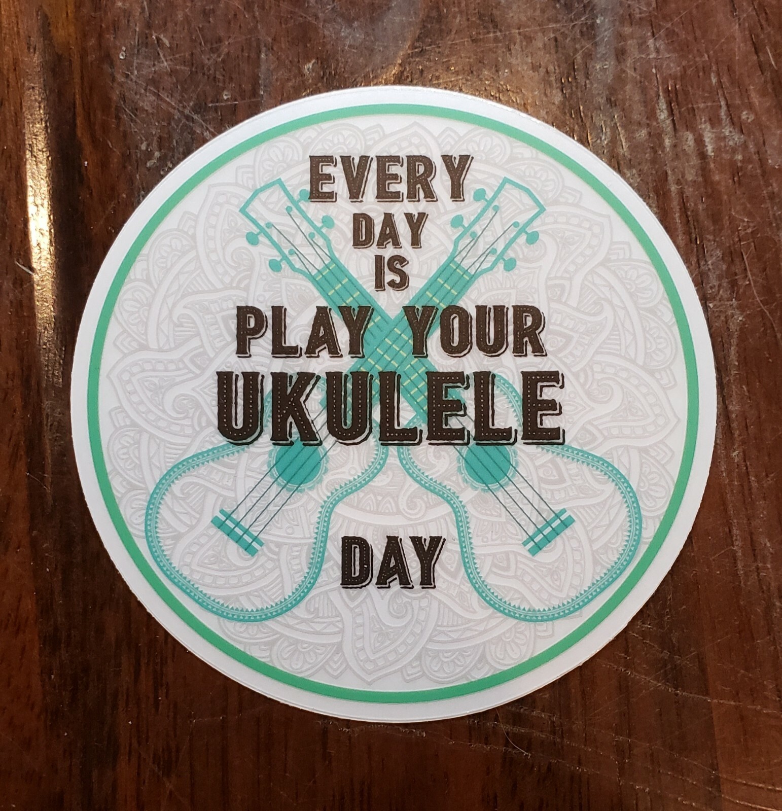 Every Day is Play Your Ukulele Day Sticker Clear Vinyl 3 inch gallery