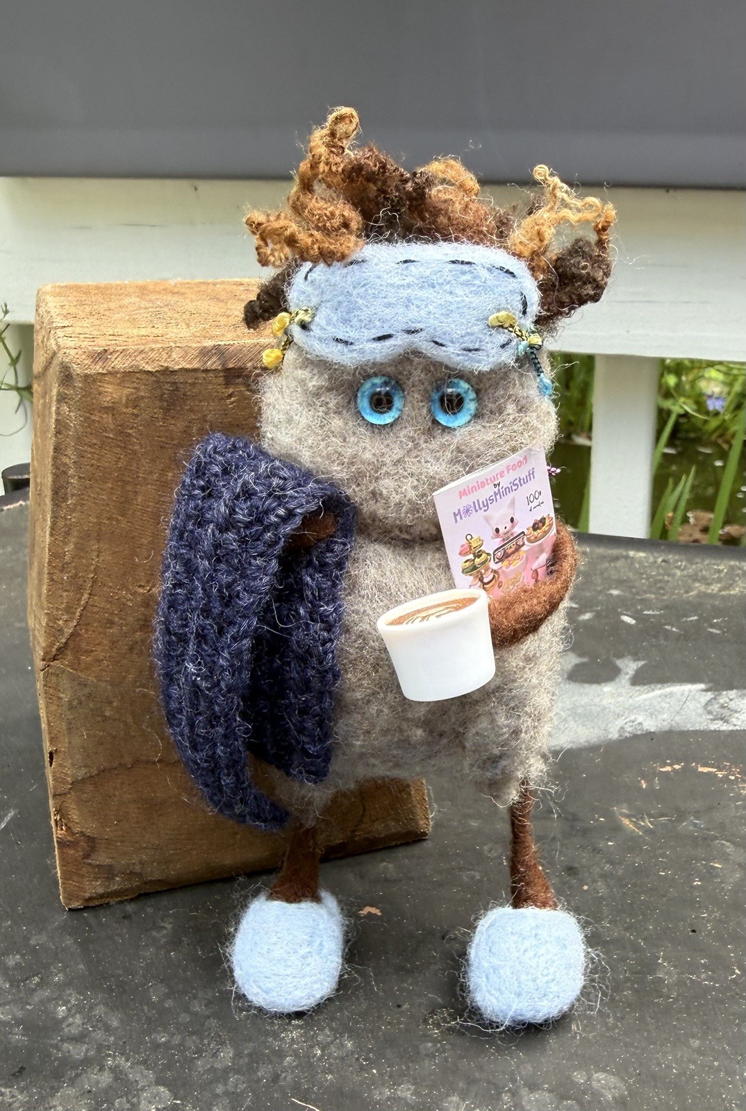 Felted Wool Cozy Monster Shelf Sitter Ornament Tiered Tray Whimsical Home Decor gallery