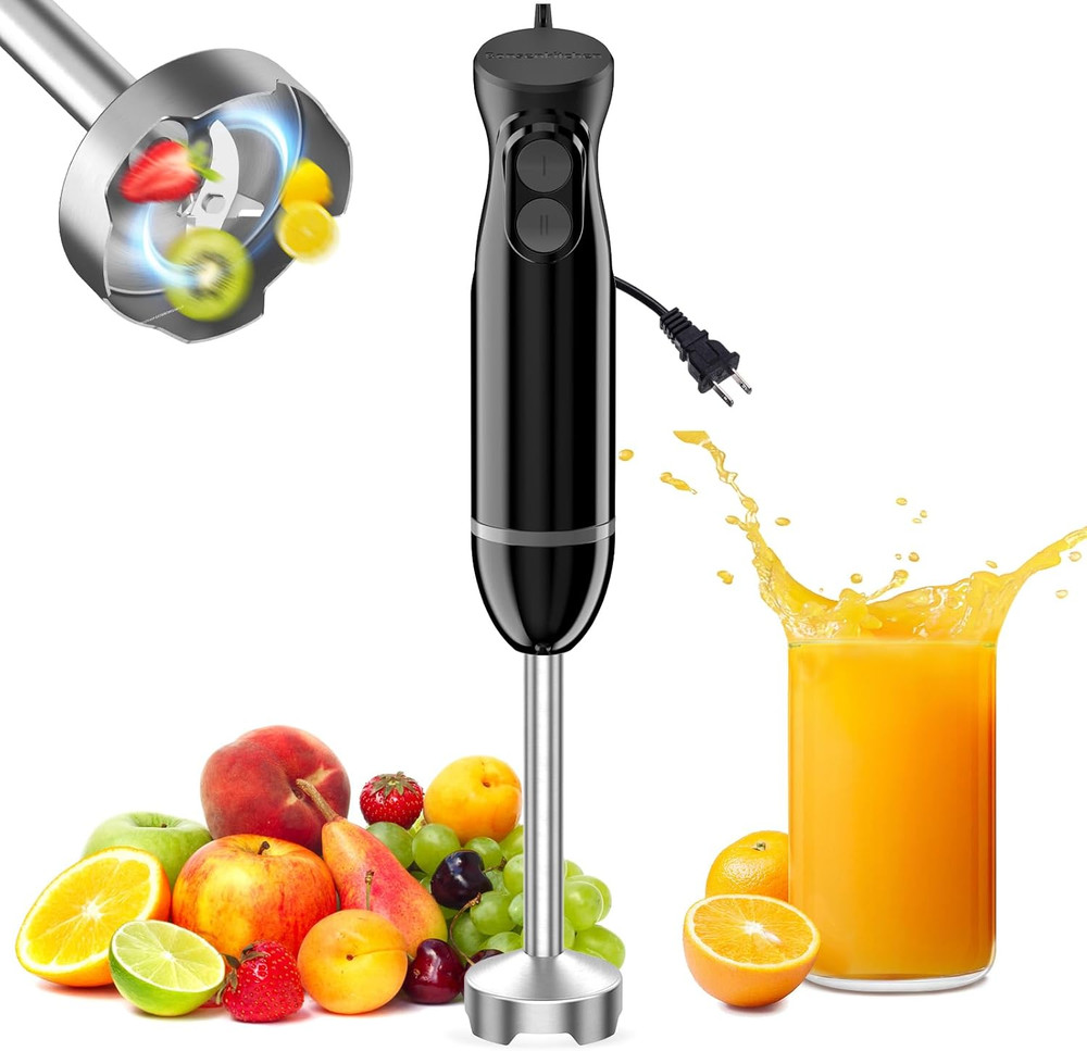 Bonsenkitchen Hand Immersion Blender, 2-Speed Handheld Stick Mixer for Smoothie