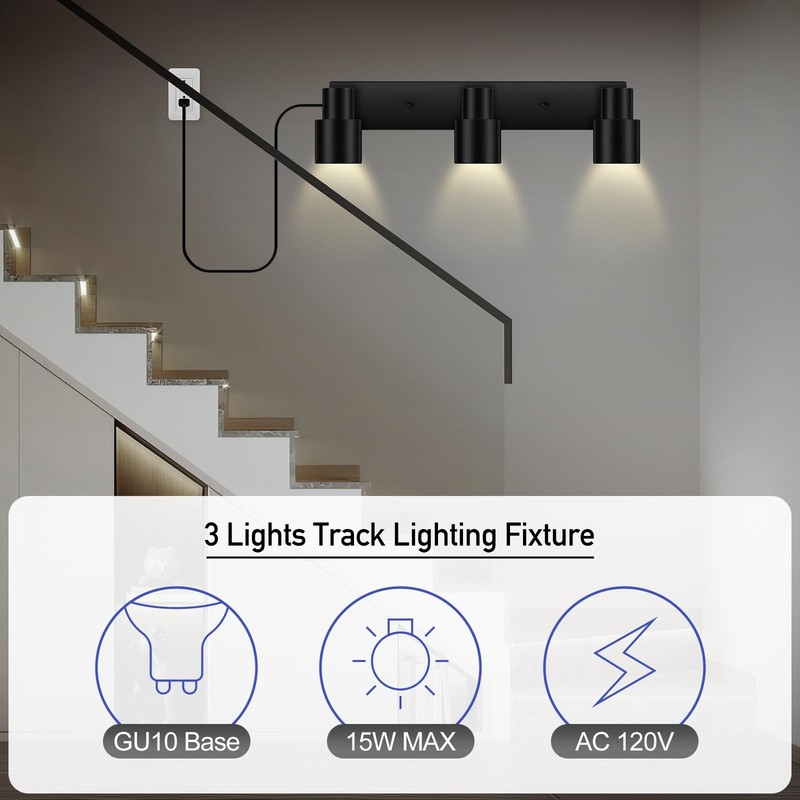 Plug-in Track Lighting LED, Track Light Fixtures Ceiling, Black Plug in Wall ... gallery