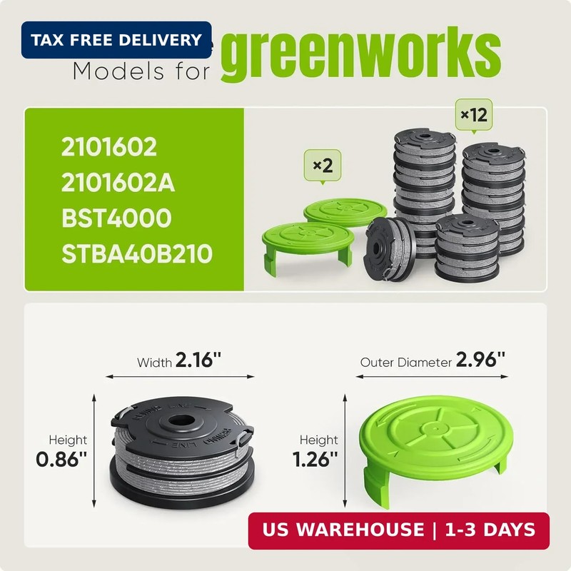Eventronic 14 Pack Replacement Spool for Greenworks Weed Eater 0.065 18ft gallery
