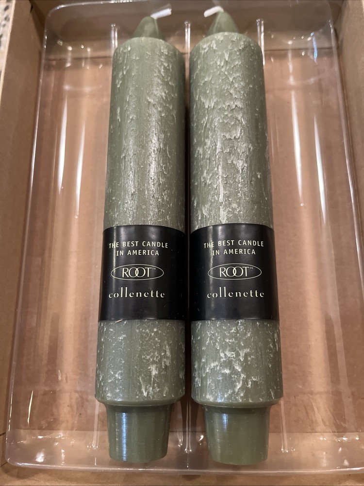Root Timberline Collenette Dark Olive Green Taper Candles 5” Set of 2