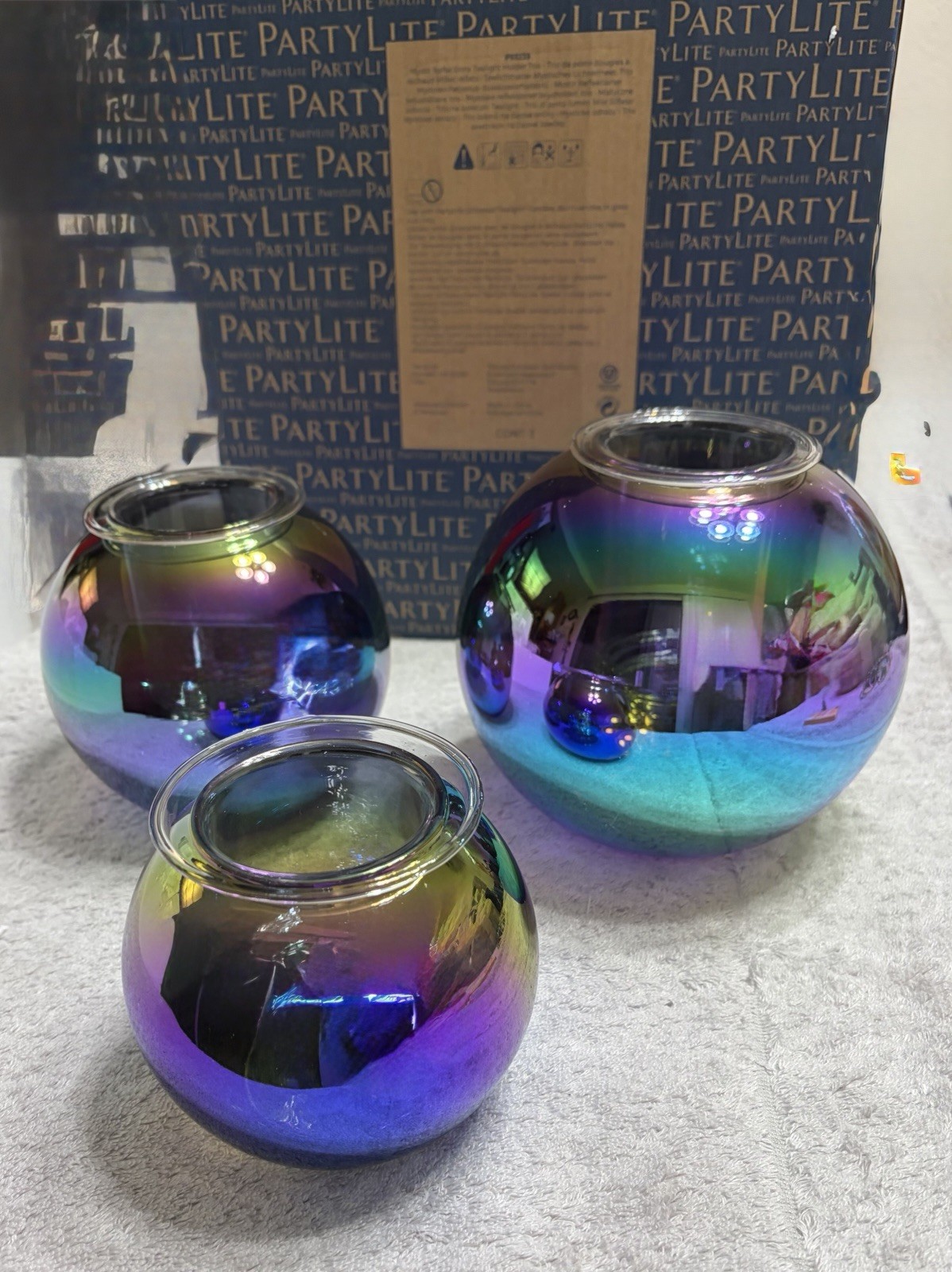 PartyLite MYSTIC REFLECTIONS Tealight Holder Trio Set Of 3 #P93239 NIB gallery