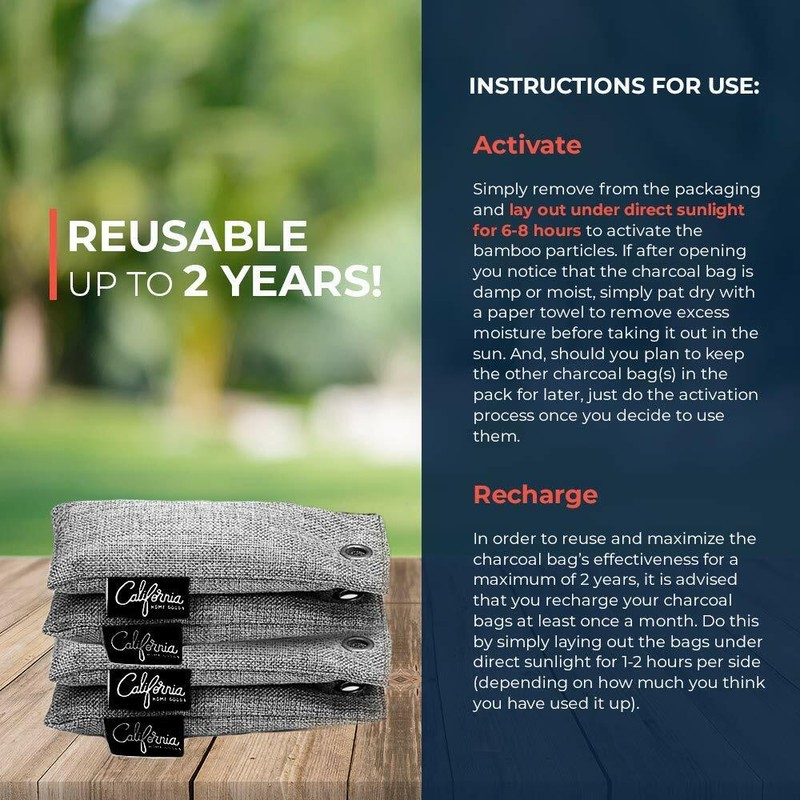 Gray Mini Bamboo Charcoal Air Purifying Bags (4-Pack), 50g gallery