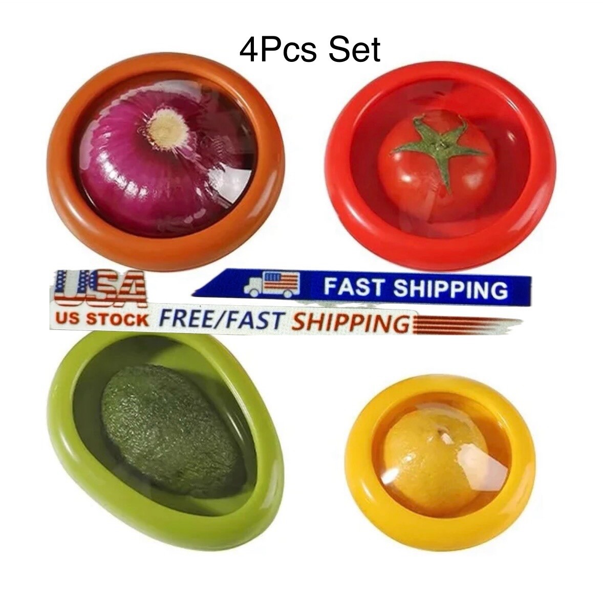 4Pcs Fruit And Vegetable Food Fresh-Keeping Box,Avocado Keeper Onion Storager/US gallery