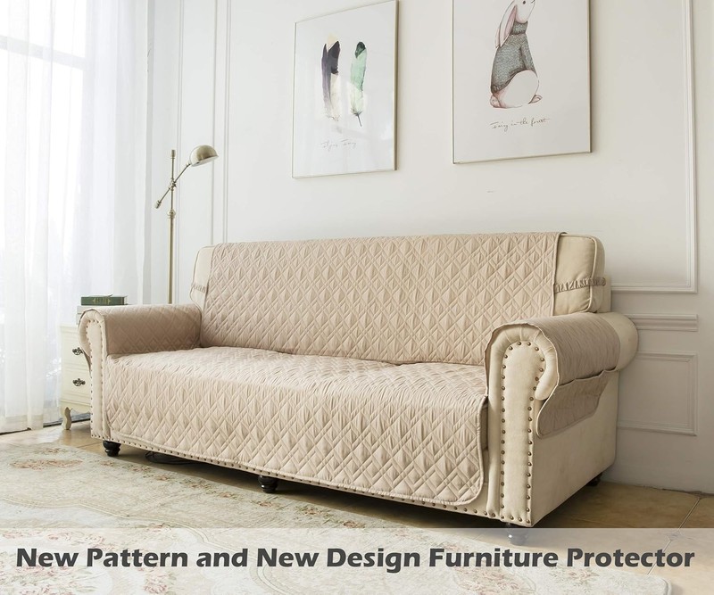 Machine Washable Waterproof Recliner Cover - Perfect for Pet Lovers (Beige, 23") gallery