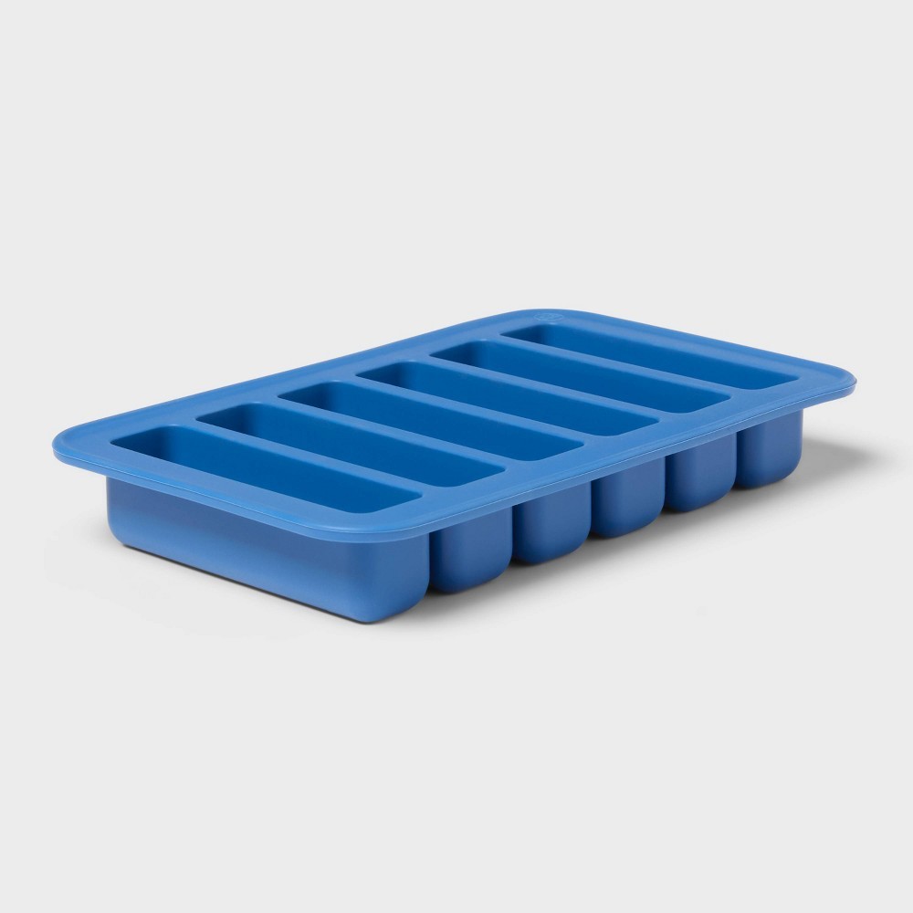 Sun Squad Rectangle Cube Ice Mold Silicone Tray for Large Ice Cubes Blue gallery
