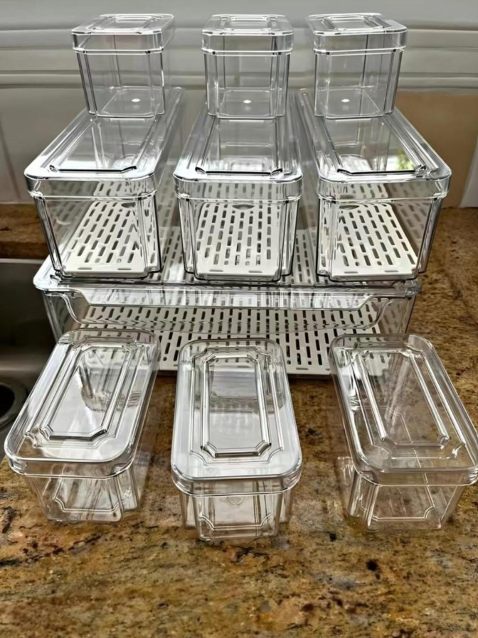 10 Pack Refrigerator Pantry Organizer Bins, Stackable Fridge Organizer Bins gallery