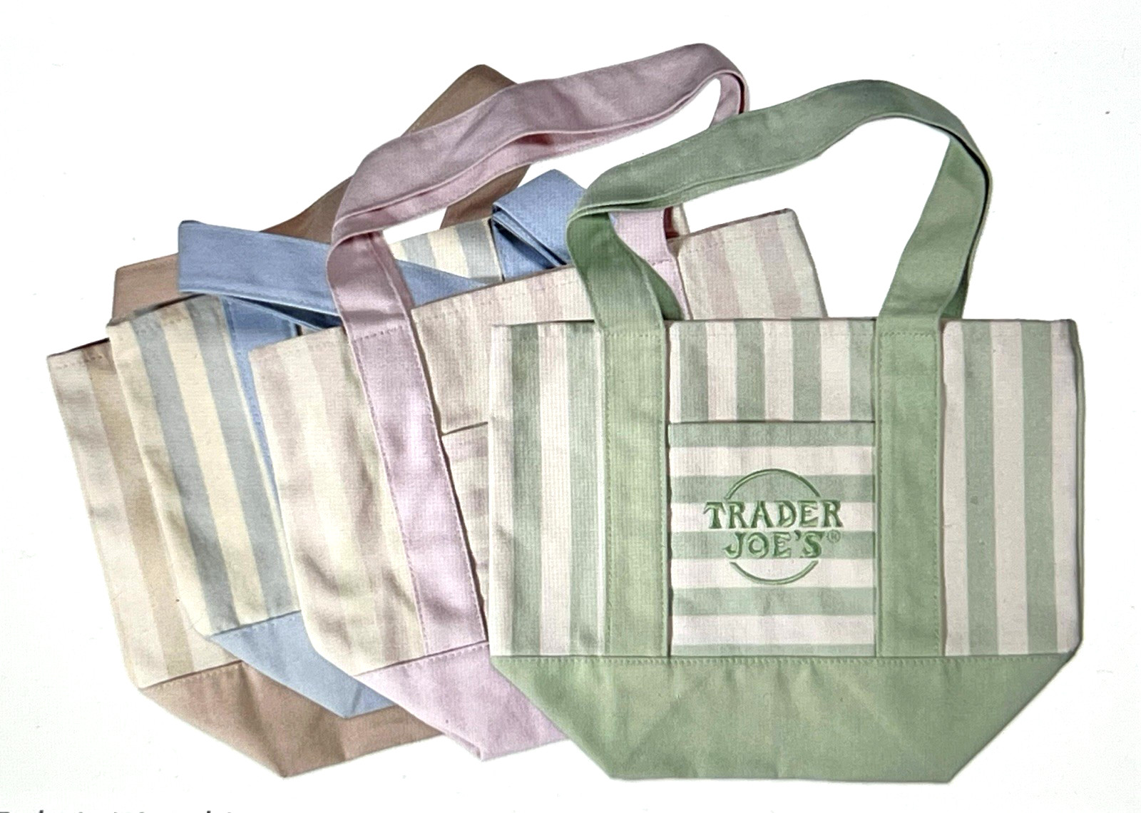 NWT Trader Joe's Striped Canvas Mini Tote Set of 4 Summer 2026 "IN HAND" gallery