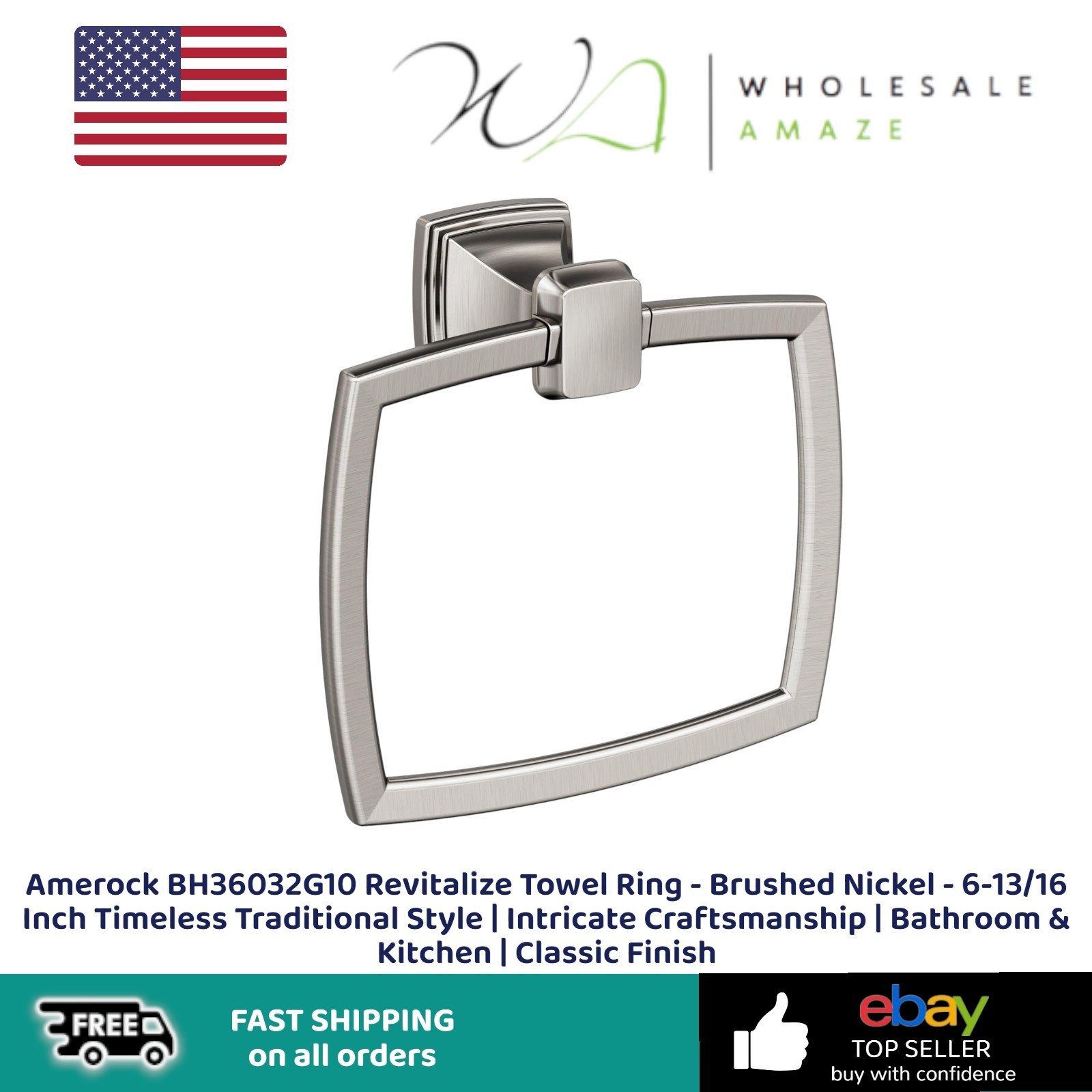 Amerock BH36032G10 Revitalize Towel Ring Brushed Nickel 6-13/16 Inch Timeless gallery