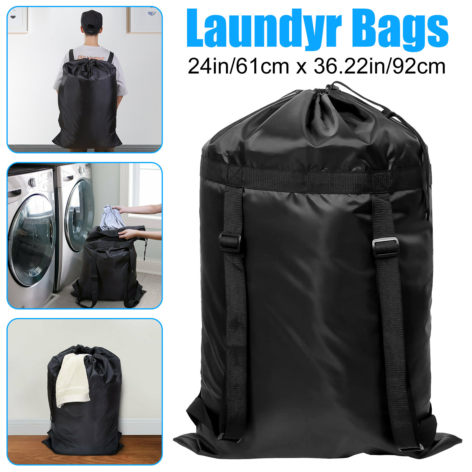 Extra Large Laundry Bag Backpack Heavy Duty Washing Clothes Drawstring 61x92 CM gallery