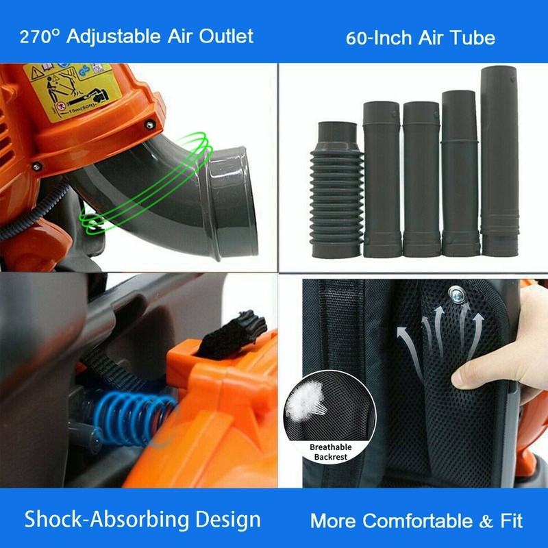 Backpack Leaf Blower Gas Powered Snow Blower 665 CFM 43CC 2-Stroke Engine 3HP gallery