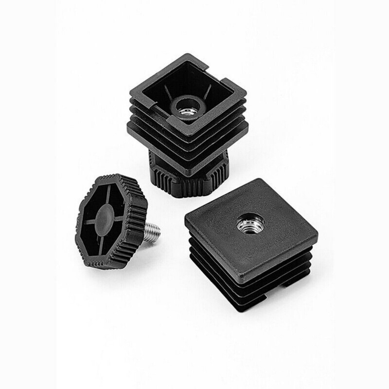 Square Tube Inserts End Caps Adjustable Table Foot Furniture Leveling Feet M6 M8 gallery