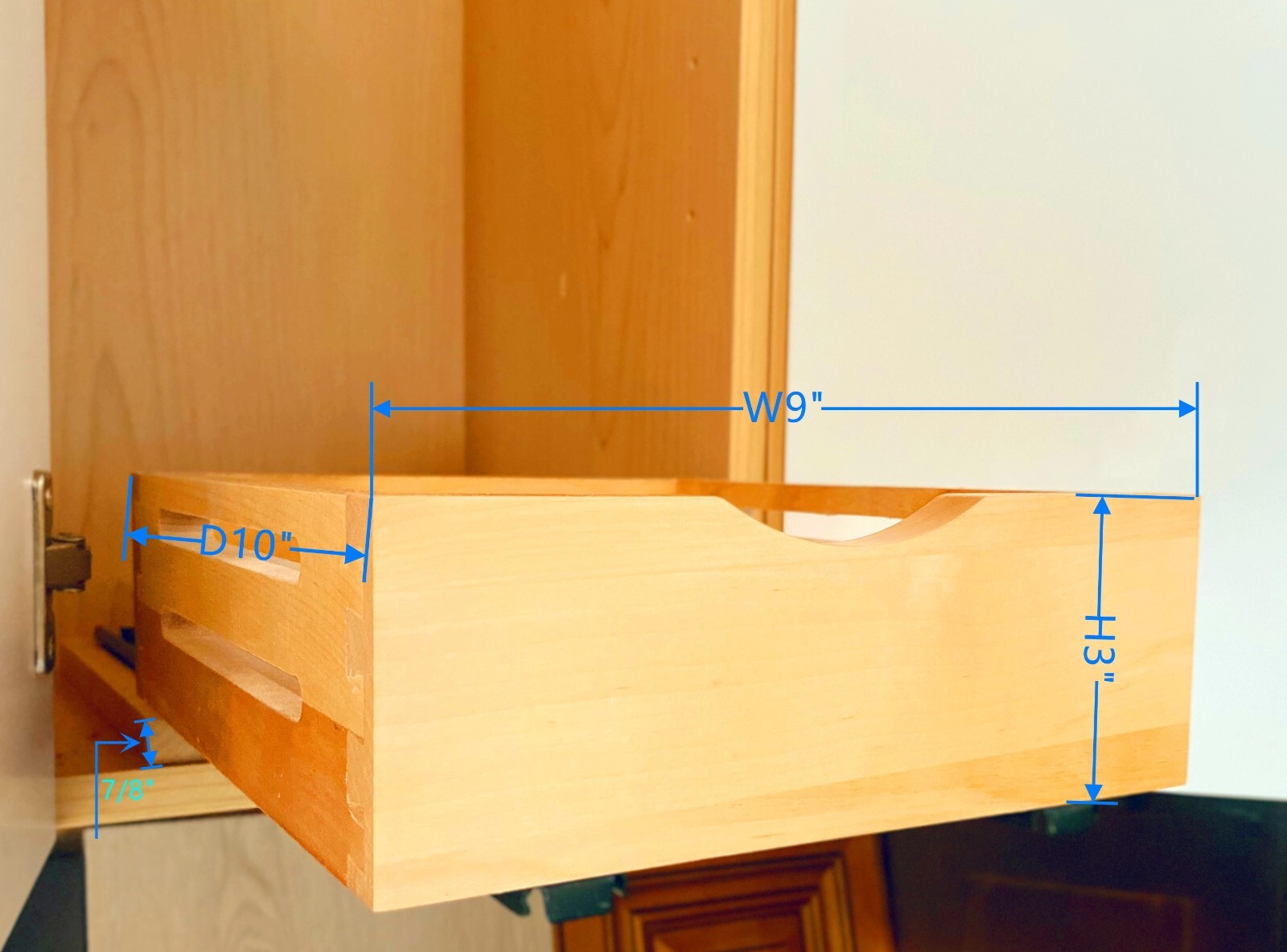 Kitchen Slide Cabinet Shelf Pull Out Wood Drawer W9" D10" No assembly required gallery