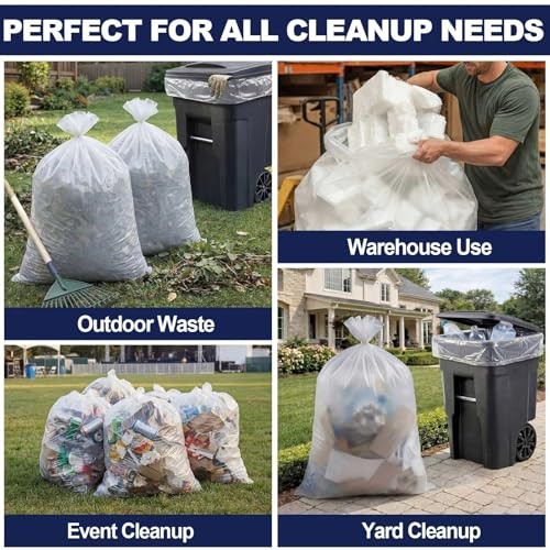 AmazingSpark 95-96 Gallon Extra Large Trash Bags Count Heavy Duty 15 White gallery