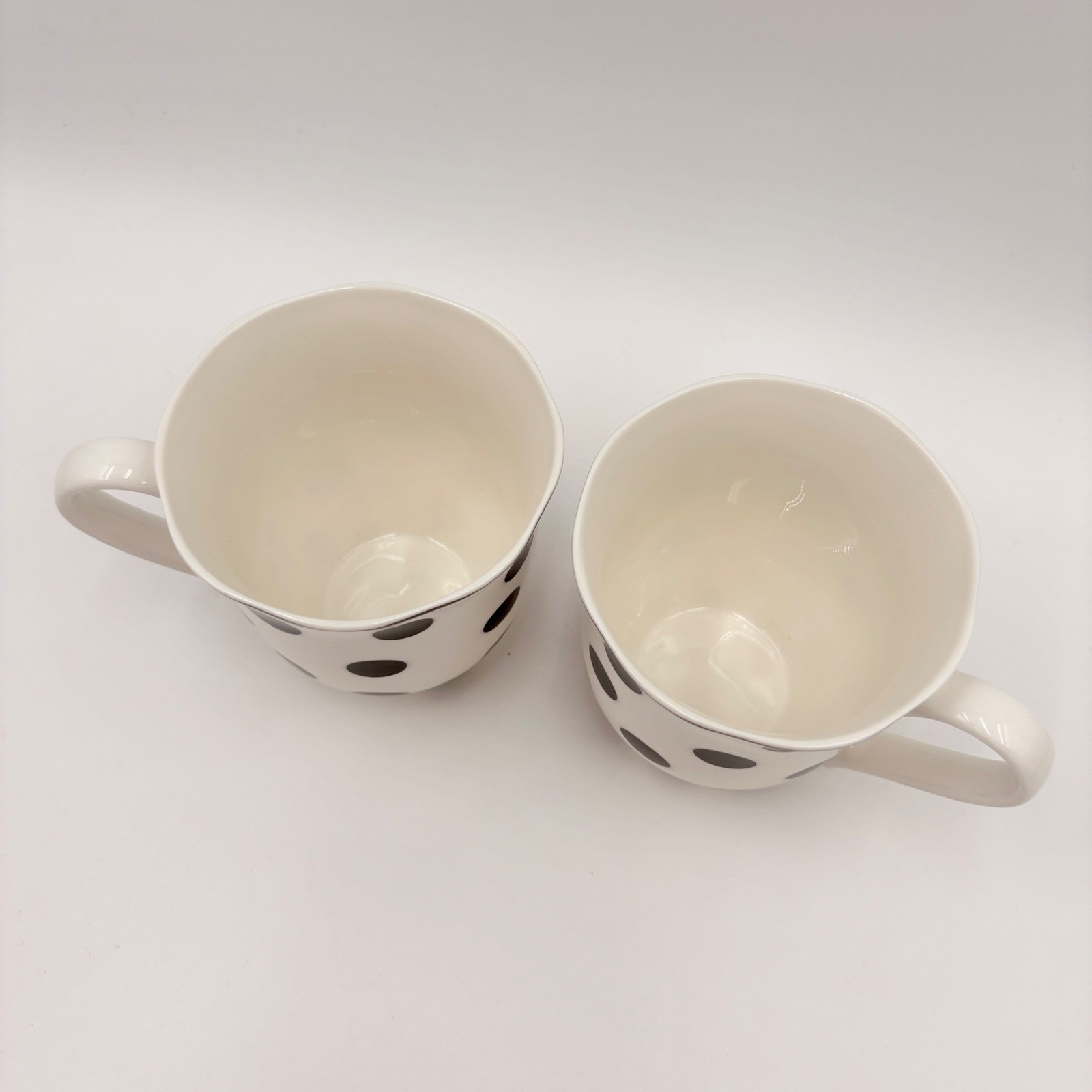 Camila Fine Tableware Polka Dot Mug Set White Black Ceramic 4 Inch 2 Piece gallery