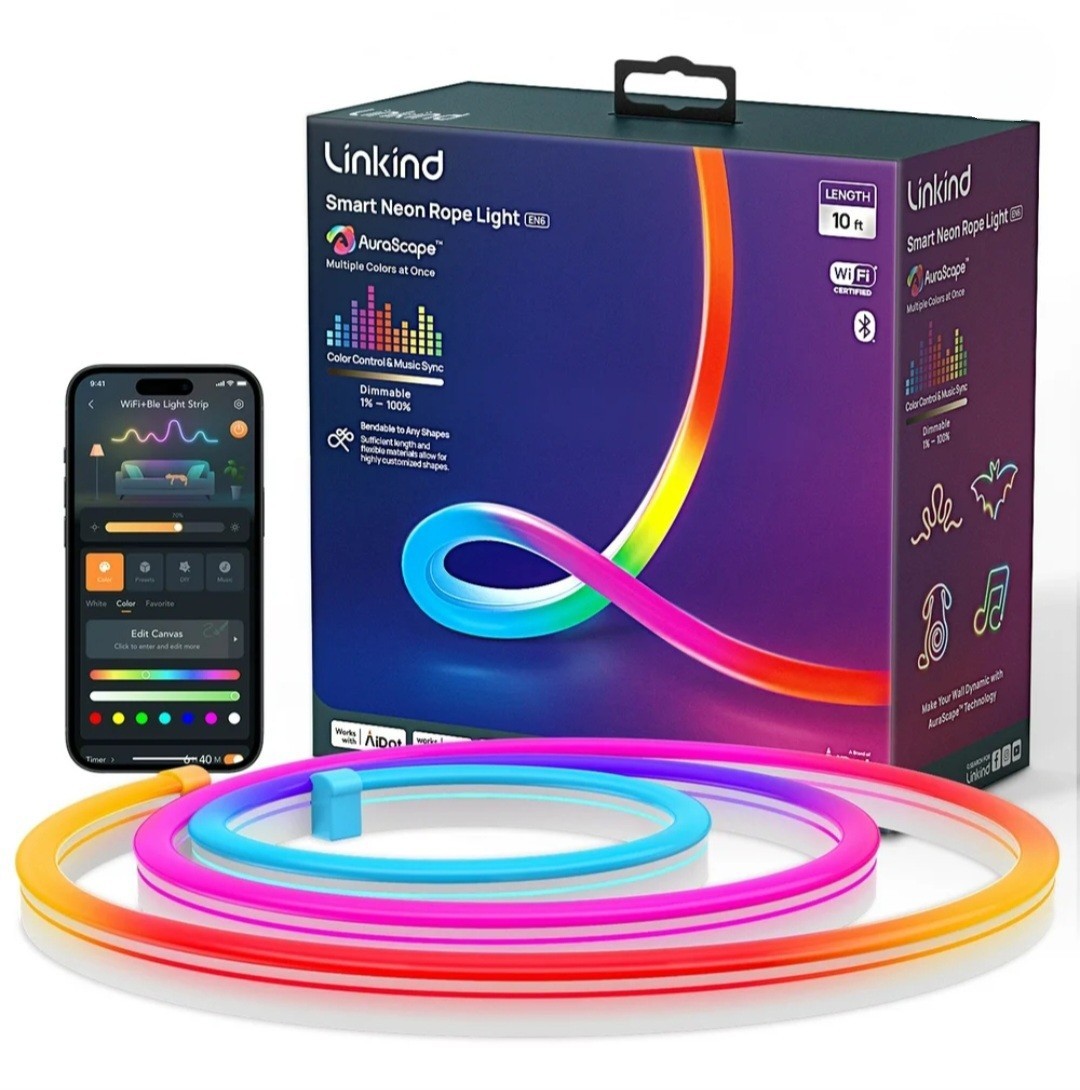 Linkind Smart Neon Rope Light RGBIC, App Control, Music Sync LED Strip Light gallery