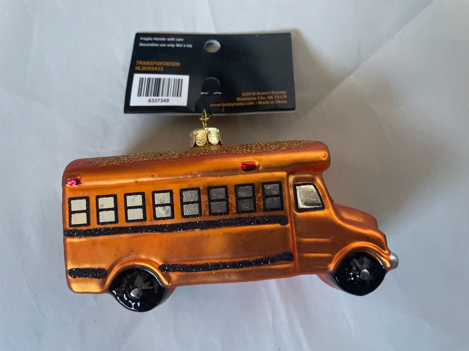 Orange Rust School Bus Glass Ornament Transportation NEW gallery