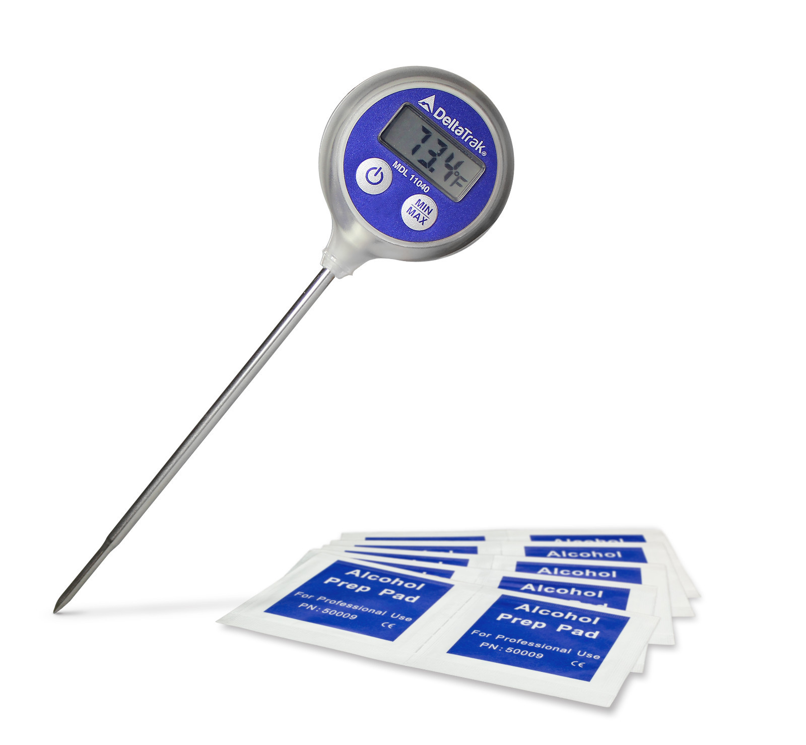 DeltaTrak 11070 Bundle Digital Probe Auto-Cal 11040 Thermometer w/ Alcohol Pads gallery