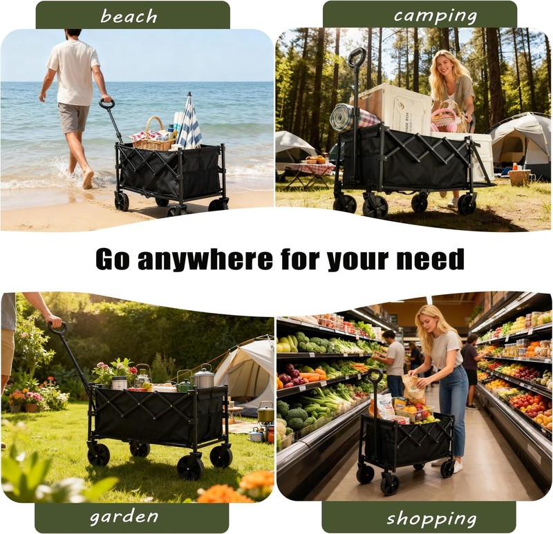 XMT 100L Folding Wagon Cart Push & Pull Beach, 350 lbs Weight Capacity Heavy ... gallery