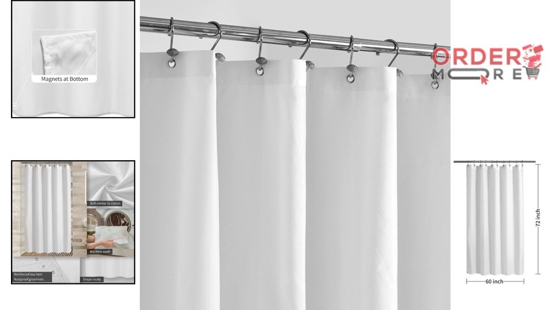 Shower Curtain Liner Waterproof Polyester 60x72 Inches Magnet Weighted Durable gallery