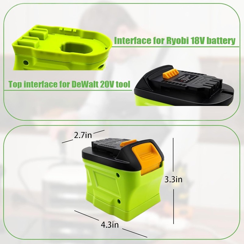Converter Battery Adapter for Ryobi 18V Li-ion Battery to for Dewalt 20V Tool gallery