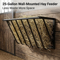 Wall Mounted Hay Feeder & Blanket Holder 32″ Heavy Duty Steel Hay Rack for Horse
