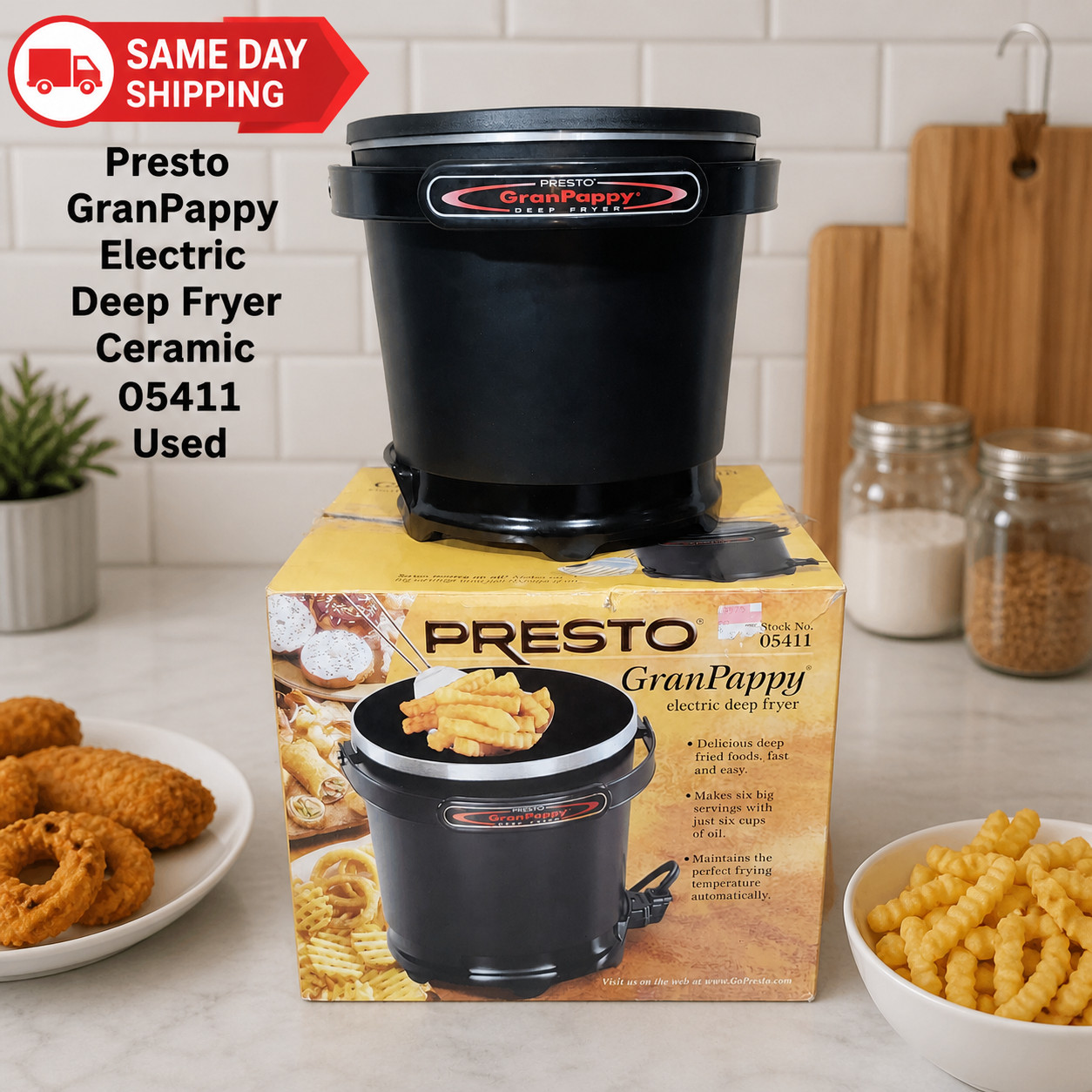 Presto GranPappy Electric Deep Fryer Ceramic 05411 Used Same Day Shipping gallery