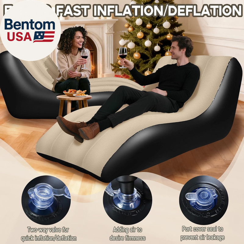 Inflatable Couch for Camping, Blow-Up Couch with Flocked Surface, Portable Infla gallery