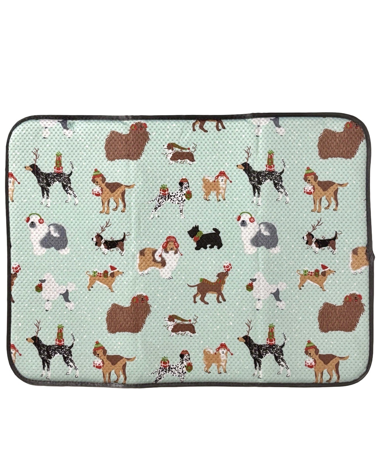 Charming Dogs Christmas Dish Drying 1 Mat 15” x 20” w/None Slip Backing - NWOT gallery