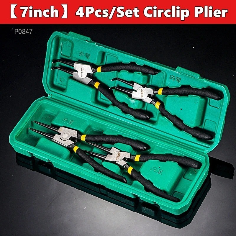 4Pcs 7" Internal/External Snap Ring Pliers Set Heavy Duty Circlip Pliers Kit